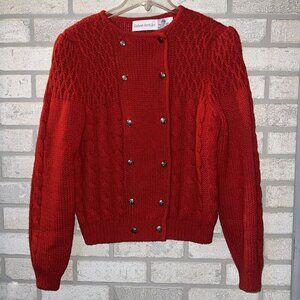 Vintage 60s Robert Scott Ltd Red Wool Cardigan Size Medium